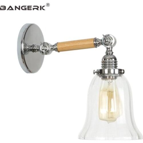Edison Industrial Vintage Flexible Sconce Wall Lights Loft Wood Glass Adjust LED Wall Lamp Bedside Home Decor Indoor Lighting