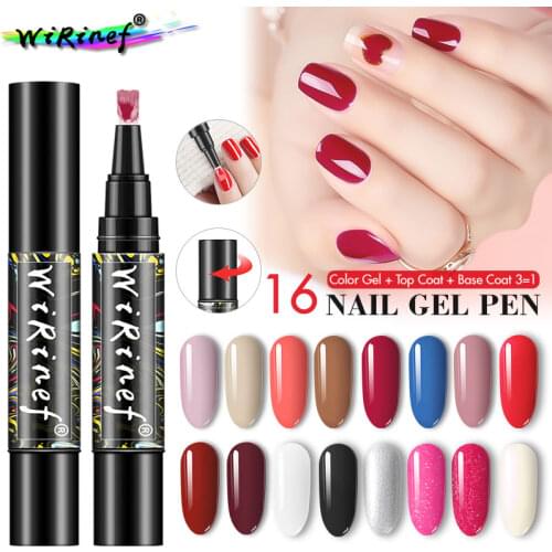 WiRinef One Step Nail Gel Polish Nail Brush Pen Not Need Base Top Coat LED Uv Lamp Gel Lacquer Nail Art Manicure 3 In 1