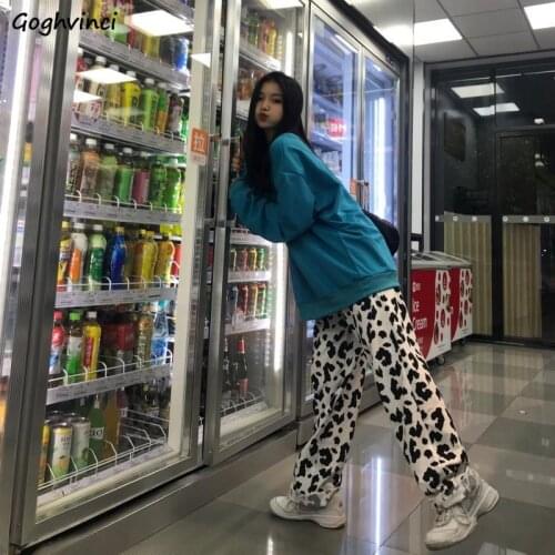 Women Sets Solid Simple O-neck Pullover Loose Big Size 2XL Wide Leg Pants Printed Slim Students Streetwear Casual Daily Korean