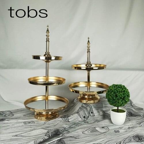 Gold Crystal cake stand set Electroplating gold rose mirror face wedding