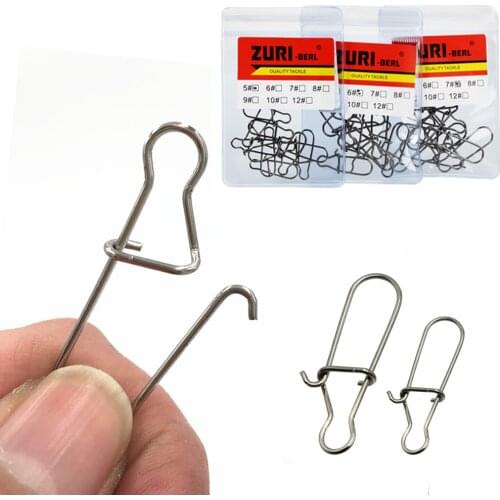 ZURI-BERL 10PCS/LOT Fast Clip Lock Fishing Connector Stainless Steel Safety Pin Swivel Fishing Tackle Tool for Lures Fishhooks