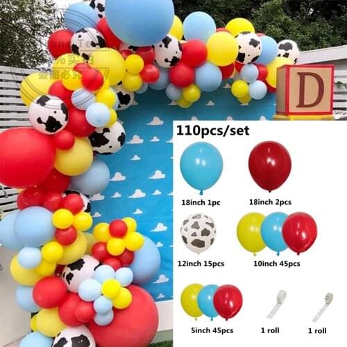 1set Cow Theme Balloon Arch Red Yellow Blue Balloons Garland Story Theme Party Farm Vintage Circus Birthday Party Decoration