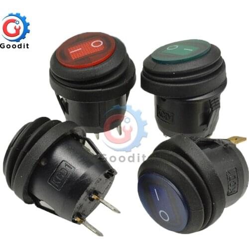 1pcs On Off 6A/250V Heavy Duty 3 pin Sealed Waterproof Car Auto Boat Marine Round Toggle SPST Rocker Switch push Button with LED