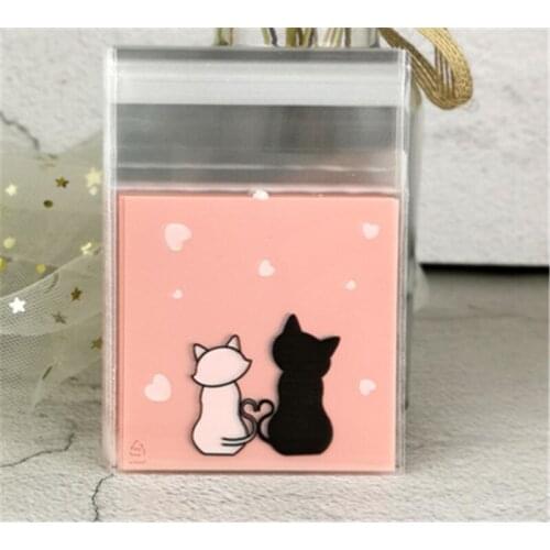 10Pcs 7x7cm Plastic Candy Cookies Pouch Gift Bag Self Adhesive OPP Bags For Biscuit Gift Food Packing Baking Package Kitchen