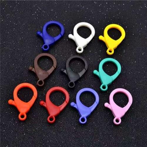 10pcs Colorful Plastic Lobster Clasps Key Chain Key Ring Lamp Shape Buckle Snap Hook For DIY Jewelry Making Findings Wholesale
