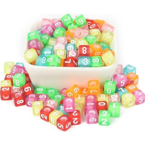 200Pcs Mixed Colorful Number Acrylic Beads 7mm For Jewellery Marking Loose Spacer Beads Bracelet Necklace Charm Jewelry Finding
