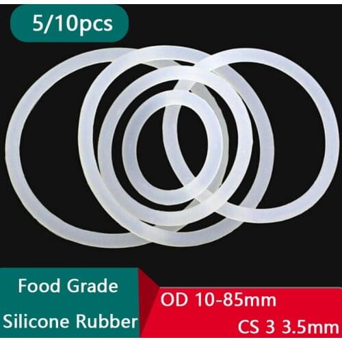 Thickness 3 3.5mm White Rubber Seal Ring OD 10-85mm Food Grade Silicone O-Ring Heat-Resistant 10/20pcs