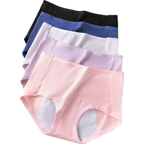 ATOXY Women Cotton Underwear High Waist 5Pcs Leak Proof Menstrual Panties Widen Female Period Pants Briefs Dropshipping
