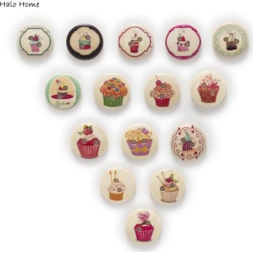 50pcs 2 colors Mixed Cake 2 Hole Round Wood Buttons Sewing Scrapbooking Home Decor Clothing Card Making DIY 15mm