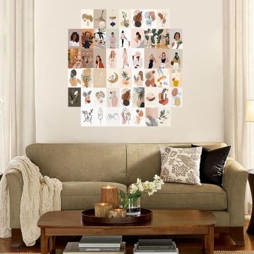 50Pcs Beautiful Boho Aesthetic Pictures for Wall Collage Abstract Photo Collections Collages Girl Room Decoration Stickers
