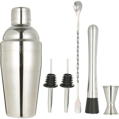 6 Pcs/set 350-750ml Stainless Steel Cocktail Shaker Mixer Drink Bartender Browser Kit Bars Set Tools Cocktail Shaker Mixer