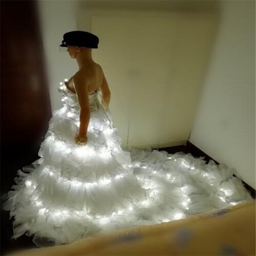 BC70 Led costumes ballroom dance light wedding dreesses women sexy luminous skirt party bar singer stage wears show clothe model