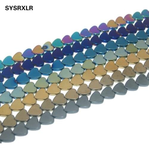 Free Shipping 6 8 10 MM 9 colors Heart Shape Hematite Beads Natural Stone Beads For Jewelry Making Spacer Beads Diy Bracelet