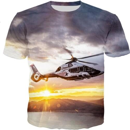 Summer Men Women Fashion 3D T-Shirt Cool Helicopter Printed Boys Girls Clothing Tshirt Teen Casual Tops Birthday Party Gift Tees