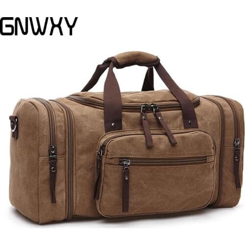 GNWXY Canvas Travel Bag Large Capacity Men Tote Bag Portable Overnight Weekender Luggage Bags Retro Duffle Bags Dripshipping