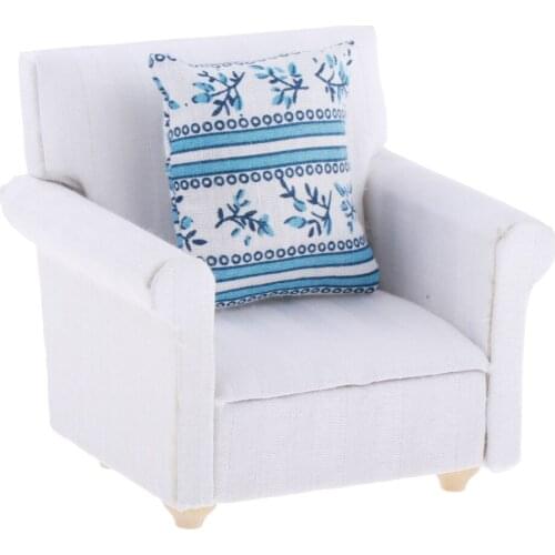 Doll House 1/12 Scale Miniature Furniture Classic Fabric Sofa Chair with Pillow