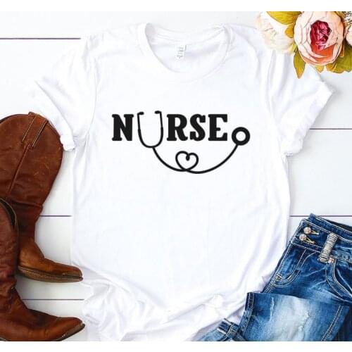 Nurse Letters Print Women T shirt Cotton Casual Funny Shirt For Lady Top Tee Tumblr Hipster 6 Colors Drop Ship NEW-52
