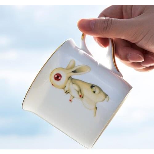 Cartoon Ceramic Mug Couple Pair Cup Cute Rabbit Water Cup Household Breakfast Milk Juce Cup Kawaii Coffee Mugs