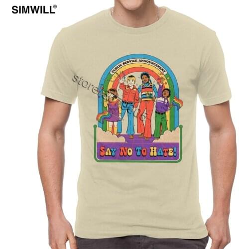 The Rainbow Door T Shirt Men Say No To Hate Tees Crew Neck Short Sleeves Humor Cartoon T-shirt Brand Designer Cotton Clothes