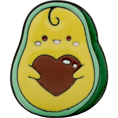 New Fashion Enamel Pin Korean Cute Cartoon Brooch Creative Avocado Heart Love Shape brooches Pin Bag Coating decoration Jewelry