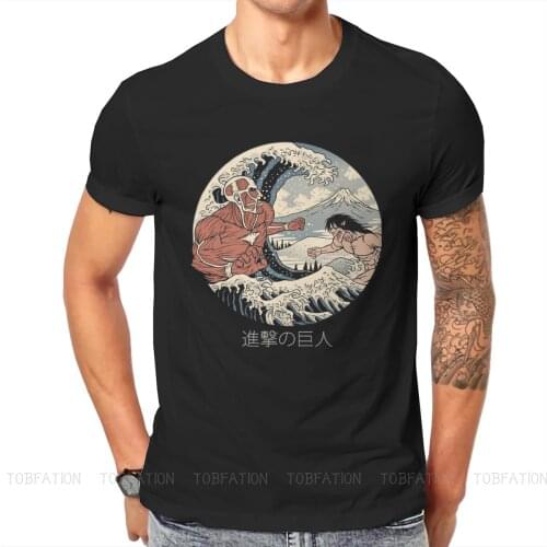 Kanagawa Wave Newest TShirts Attack on Titan Blood Fantasy Anime Men Graphic Fabric Streetwear T Shirt Round Neck Big Size