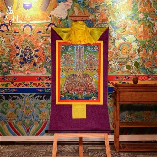 Tsongkhapa conversion lens thangka master tsongkhapa Buddha Tibet gold plated adornment that hang a picture