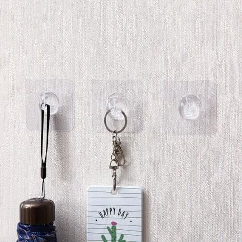 10Pcs Transparent Strong Self Adhesive Door Punch-free Hook Suction Heavy Load Rack Cup Sucker for Kitchen Bathroom Office