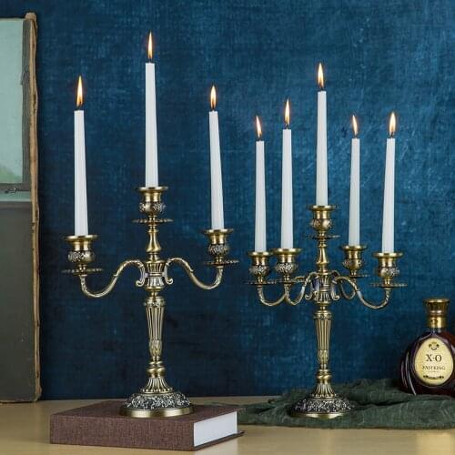 Luxury Candlestick Wedding Dining Table Ornaments European Metal Candle Holder Silver Bougeoir Wedding Centerpieces ED50ZT