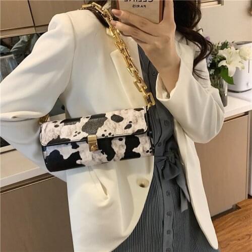 2021 fashion new underarm bag female PU leather ladies shoulder bag ladies gold chain leopard print watermark handbag purse
