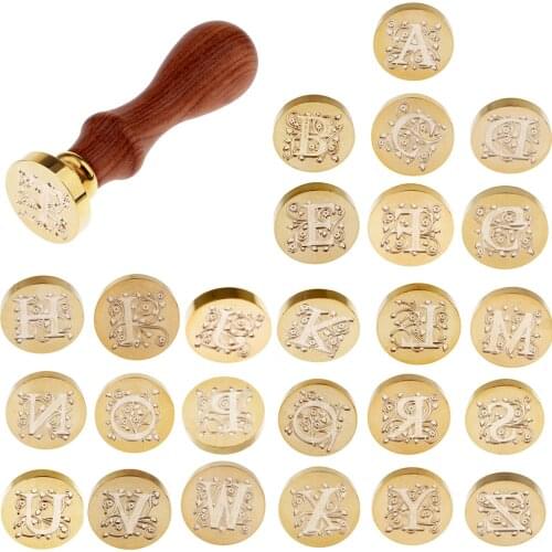 Vintage Seal Wax Stamp Metal Coin A-Z Alphabet for Postage Logo DIY Art Craft Decorative for Security Daily Envelops Invitations