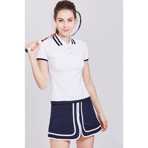 Badminton WomenS Sports Blue Clothes Skirt White Tennis Dress Collar Fitness Padel Cheerleading