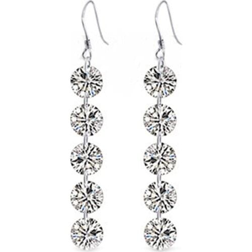 Fahsion Charming Jewelry Accessories Round Shaped Crystal Rhinestone Inlaid Silver Plated Woman Earring EAR-0504