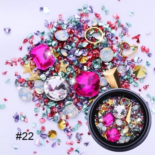 1 Box Mixed 3D Rhinestones Nail Art Decorations Crystal Gems Jewelry Gold AB Shiny Stones Charm Glass Manicure Accessories