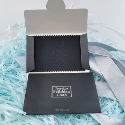 100PCS 7x10cm Micro Suede Anti Tarnish Silver Jewelry Polishing Cloth Black Cleaning Cloths With Black Paper Case Custom Logo