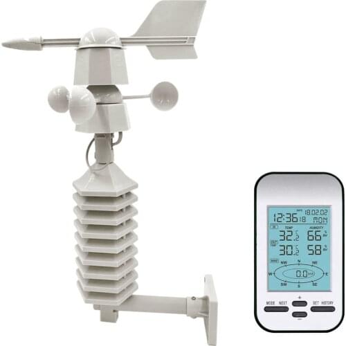 Digital Wireless Weather Station with Dual-Mount Wind Sensor 433MHz Thermohygrometer Temperature Humidity Wind Direction Speed