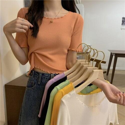Cheap wholesale 2021 spring summer autumn new fashion casual woman t-shirt lady beautiful nice women Tops female Ay6969