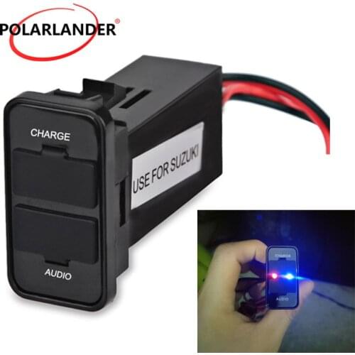 Hot Dual USB Charger 12V 2.1A USB Car Charger Socket Dashboard For Suzuki Phone Charger Audio Port ABS