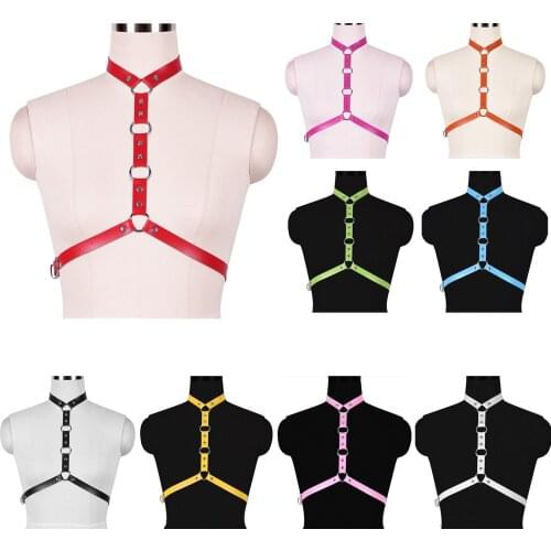 Gothic O-Ring Adjust Chest Sculpture Lingerie Women Body Chest Sexy Harness Underwear Leather Corset Breast Bondage Accessories