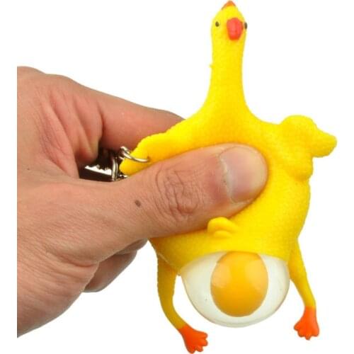 An egg laying hen TOY CUTE crowded pressure ball Halloween accessories funny gadget Keychain childrens toy cute ventilated chic