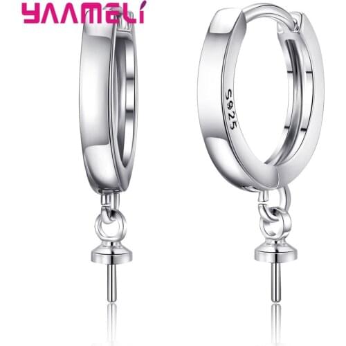 Fine Jewelry Findings Circle Loop Earring Making Accessories Compements Solid 925 Sterling Silver S925 Stamped Ear Ornament