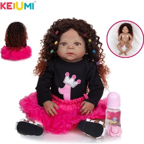 KEIUMI 23 Inch Reborn Baby Boy Full Silicone Body Lifelike Dolls Boneca Collection Toy For Kids Christmas Gifts