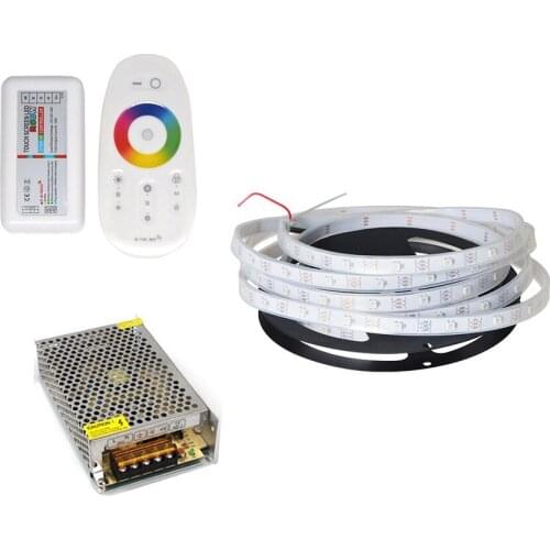Maykit light strip kit 5050 RGB 12V 60LEDs IP67 strip light remote controller power supply amplifier for ceiling