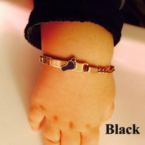Black Footprint Lovely Bracelet Baby Girl Children Christmas Jewelry Christening Kids Bracelets Filles Pulceras Son B1030