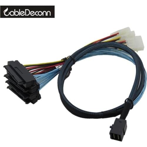 Mini SAS SFF-8643 to (4) 29pin Internal SFF-8482 connectors with SATA Power 1M