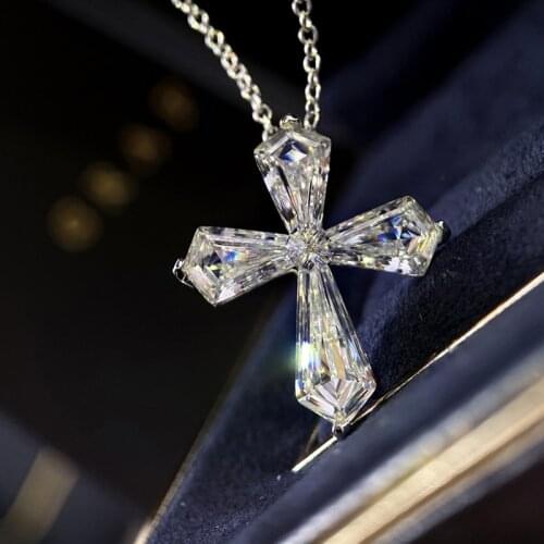 Fashion Cross Pendant Necklace With AAA Crystal Zircon 925 Silver Fine Jewelry For Women Wedding Cocktail Party Halloween Gifts