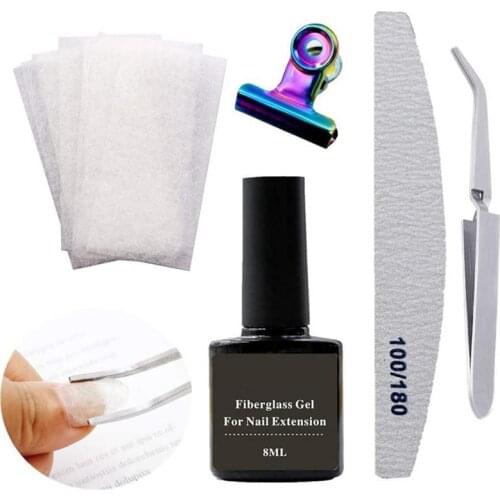 Nail Art Tool Kit Fiberglass Extension Gel Nail File With Tweezer Molded Clip DIY Manicure Tool Kit гель лак для ногтей гель лак