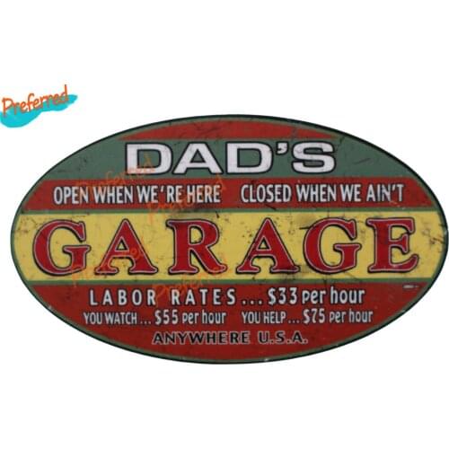 Customizable Dads Garage Old School Motorcycles Sticker Cafe Racer Retro Decal Racing Laptop Helmet Trunk Wall Car Sticker