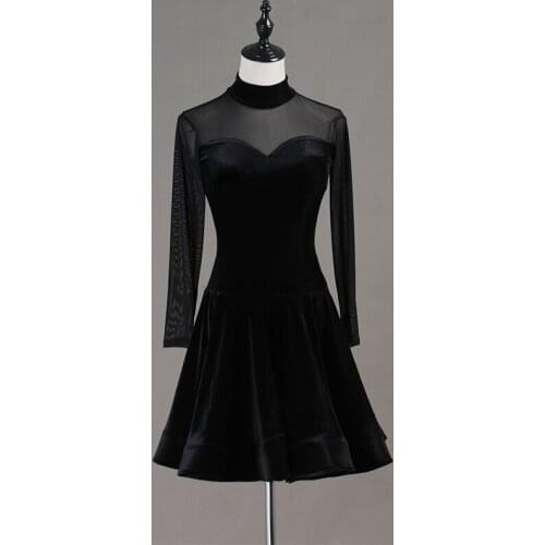 New Fashion Sexy Long-sleeve Latin Dance High collar one-piece dress for women/female, Ballroom tango Cha Cha Rumba Costumes