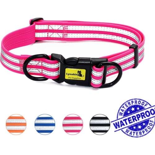 Adjustable Mesh Padded Pet Dog Collar 3M Reflective PVC Waterproof Dog Collar Durable Heavy Duty for all breed all weather 8size