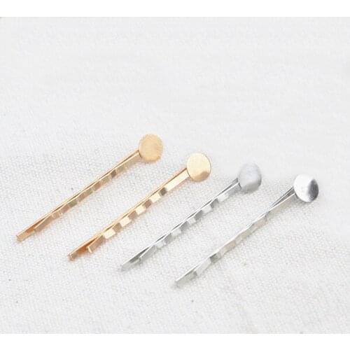 50 PCS 6/8/10/12mm Flat Cabochon Base Blank Trays Headwear Jewelry Settings For Cabochon Cameo DIY Hairpins Women Hair Barrettes